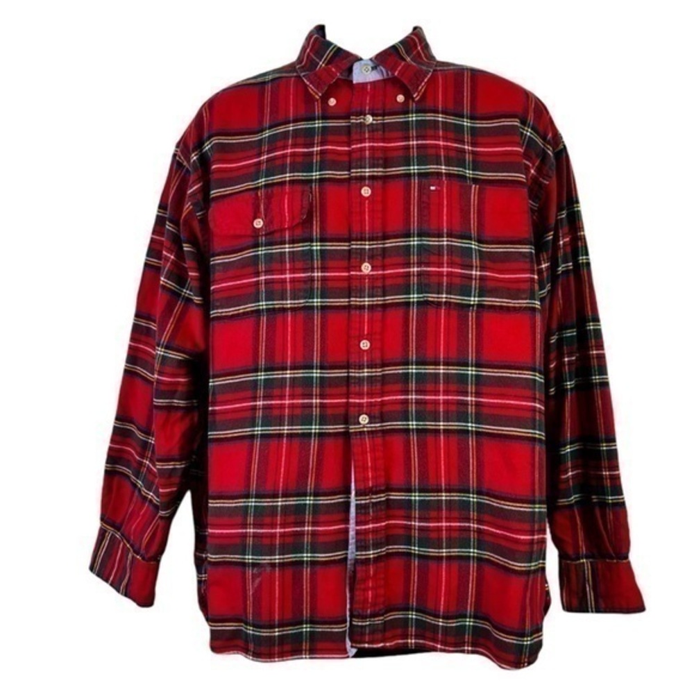 Tommy Hilfiger Men’s Casual Shirt Button Down Plaid Size XL